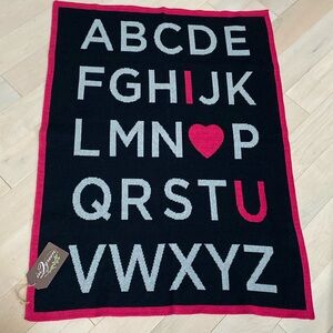 Luxury Eco In2Green baby soft knit organic cotton alphabet blanket 30x40”